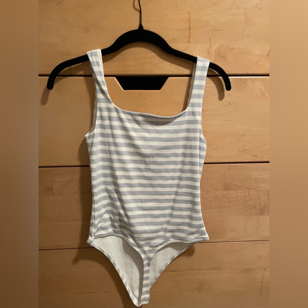 Babyton white and grey striped bodysuit